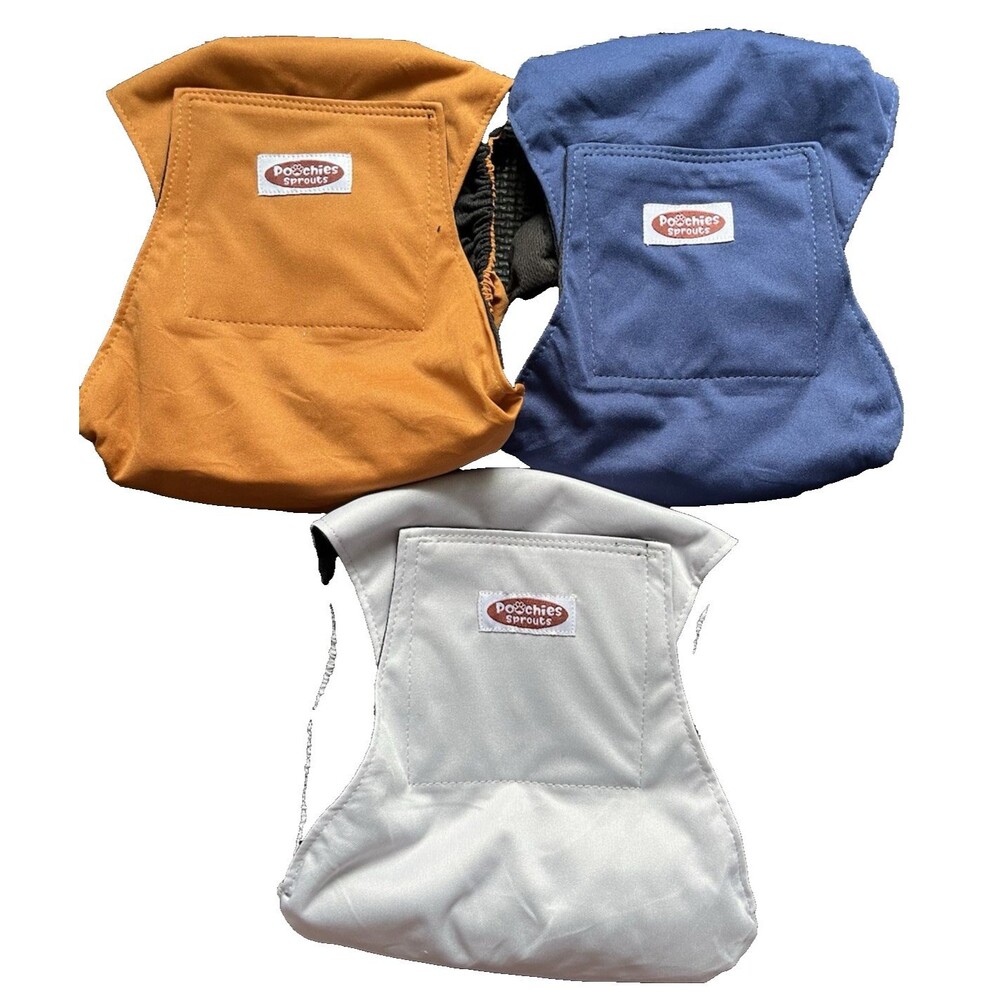 3 pack Poochie Sprouts Reusable Dog Diapers Sz Small